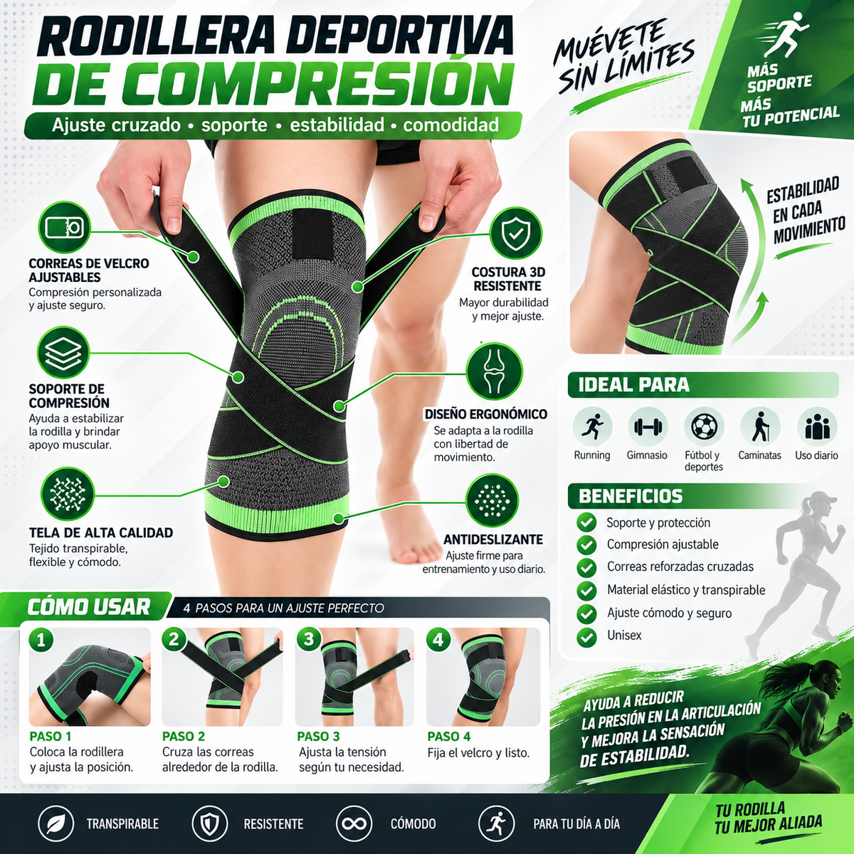 Pack x2 Rodilleras Elásticas Deportivas