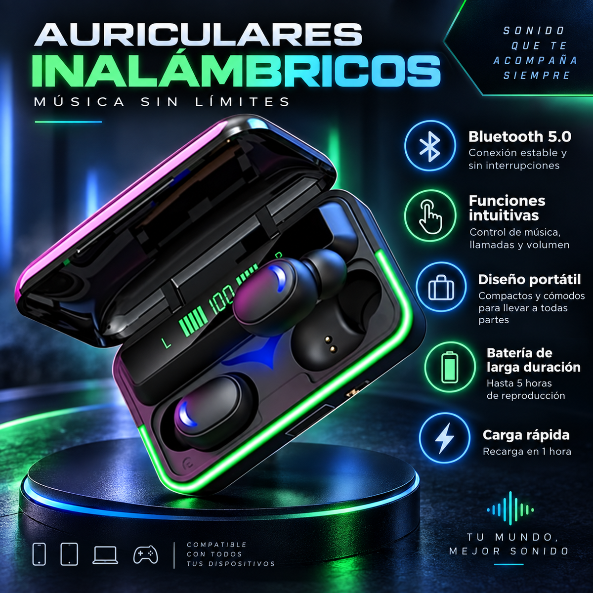 Audífonos Bluetooth de Alta Tecnología