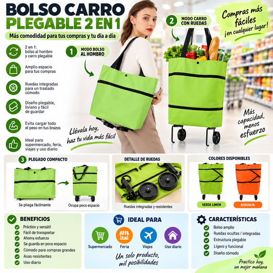 Y - Bolso Plegable Con Ruedas | 2 en 1